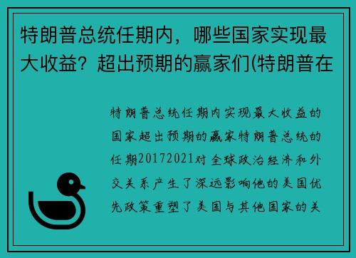 特朗普总统任期内，哪些国家实现最大收益？超出预期的赢家们(特朗普在任的业绩)