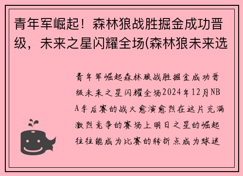 青年军崛起！森林狼战胜掘金成功晋级，未来之星闪耀全场(森林狼未来选秀权)