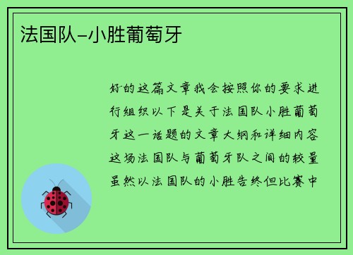 法国队-小胜葡萄牙