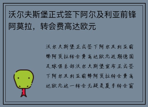 沃尔夫斯堡正式签下阿尔及利亚前锋阿莫拉，转会费高达欧元